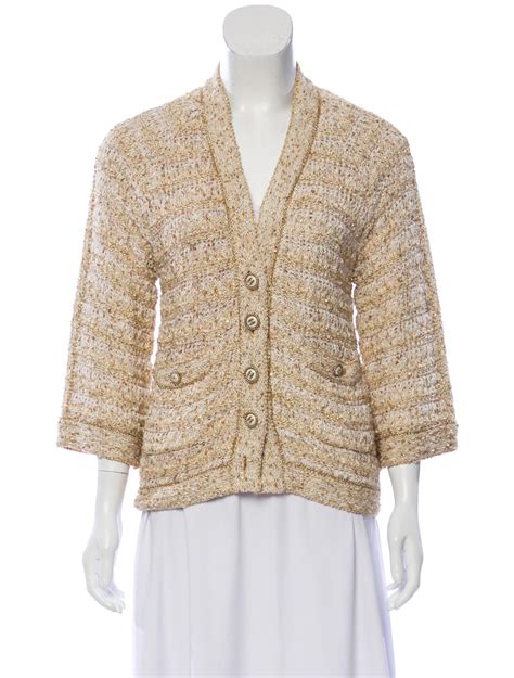 chanel knit short sleve with cc clasp|Chanel cardigans.